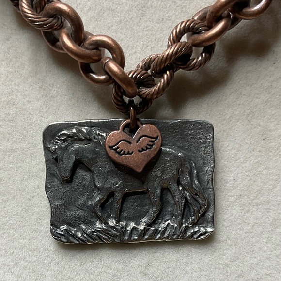 Copper curb chain with sterling silver horse pendant 🐎 🤠 - Picture 4 of 5